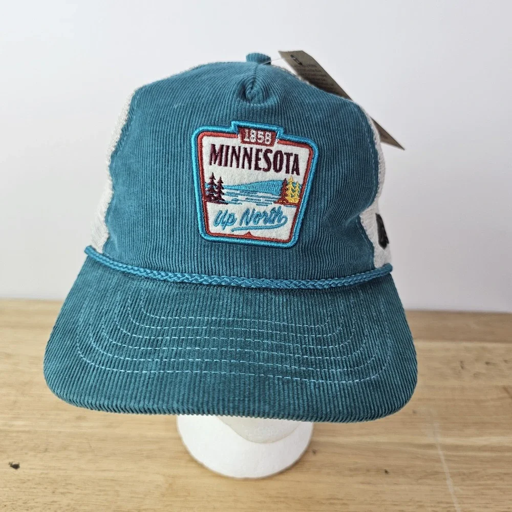 Minnesota 1858 Up‎ North Hat NWT Cap SnapBack Adjustable Mesh Corduroy Trucker
